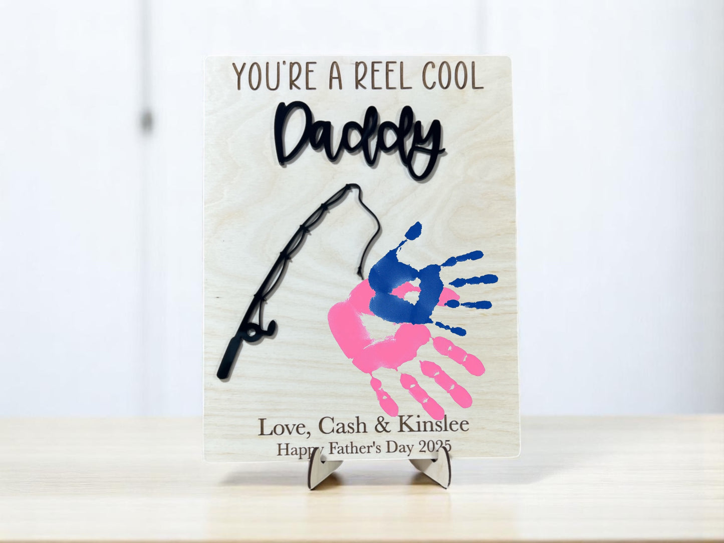 Reel Cool Handprint Sign - Personalized Fishing Father's Day Gift