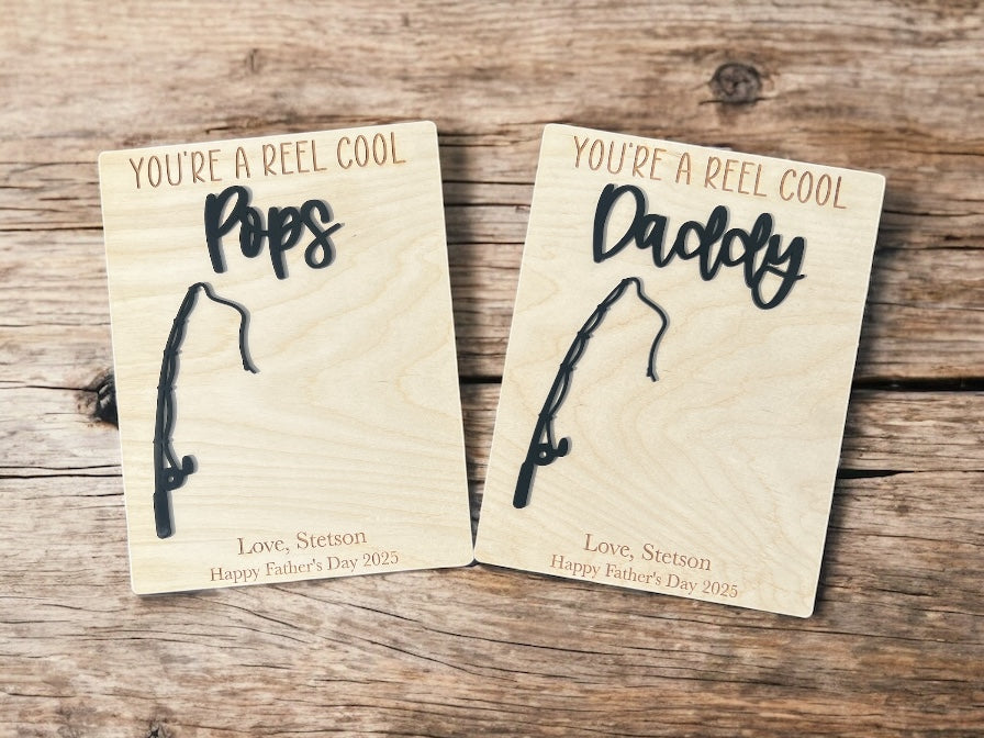 Reel Cool Handprint Sign - Personalized Fishing Father's Day Gift