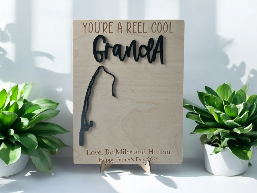 Reel Cool Handprint Sign - Personalized Fishing Father's Day Gift