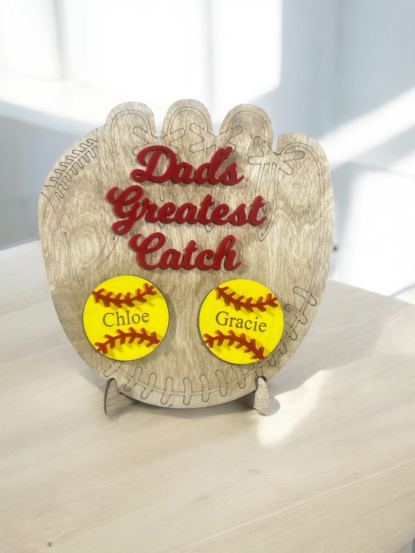 Personalized Baseball Greatest Catch Glove Sign - Custom Father's Day Gift