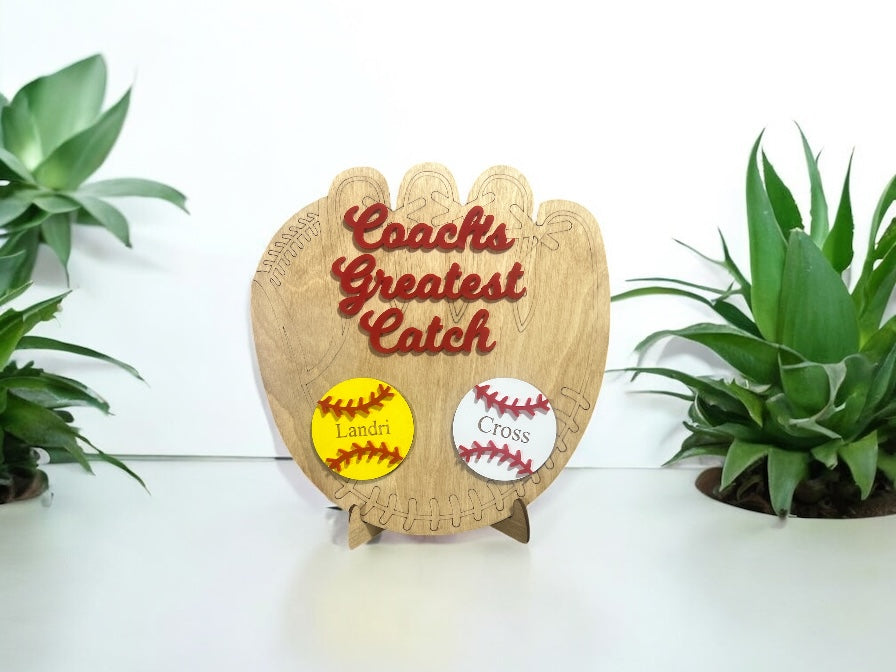 Personalized Baseball Greatest Catch Glove Sign - Custom Father's Day Gift