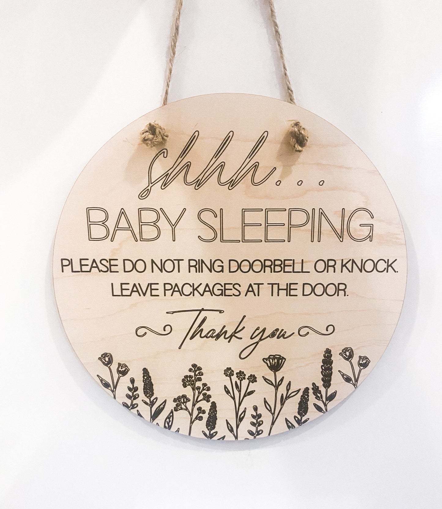 Shhh Baby Sleeping Front Door Sign