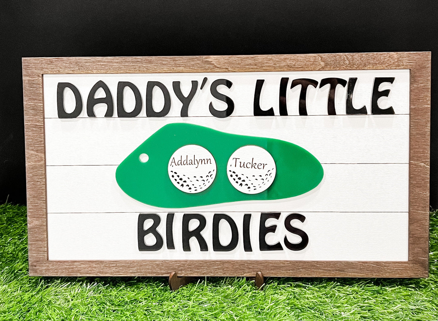 Custom Golf Ball Frame, Father's Day 2025, Gift for Him, Grandparent Gift, Little Birdie Sign, Wood Golf Sign, Personalized Gift for Dad