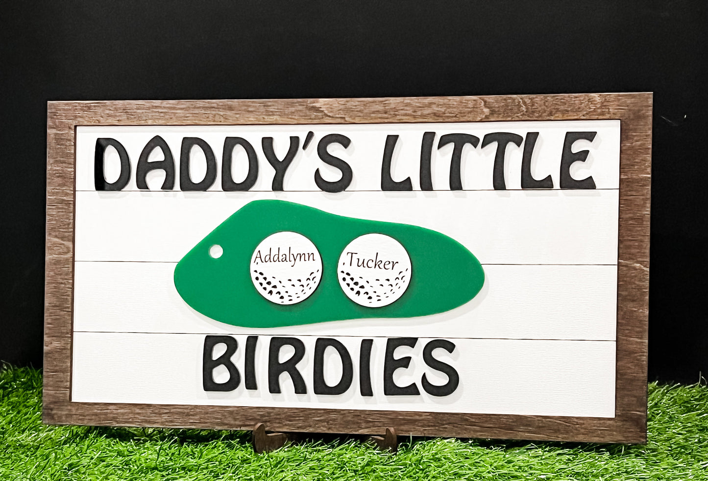 Custom Golf Ball Frame, Father's Day 2025, Gift for Him, Grandparent Gift, Little Birdie Sign, Wood Golf Sign, Personalized Gift for Dad