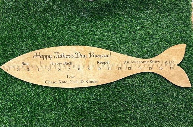 Personalized Fish Ruler, Father's Day, Fish Ruler Sign, Gift for Dad, Fishing Sign, Wooden Fish Ruler, Fish Measurement Sign for him