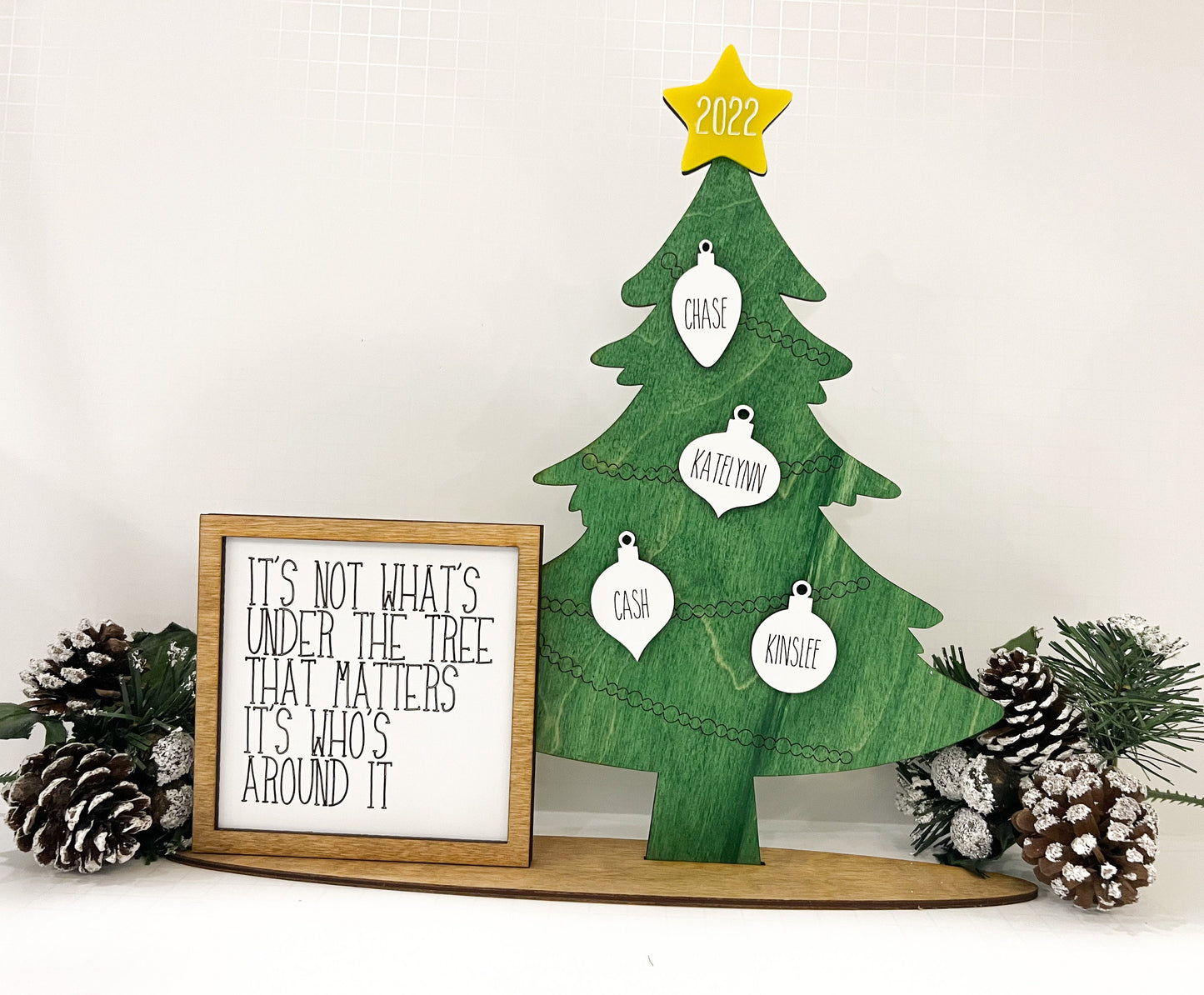 Personalized Standing Christmas Family Tree, Gift for Her, Christmas Home Decor, Holiday Decor, Holiday Gift Ideas, Personalized Decoration