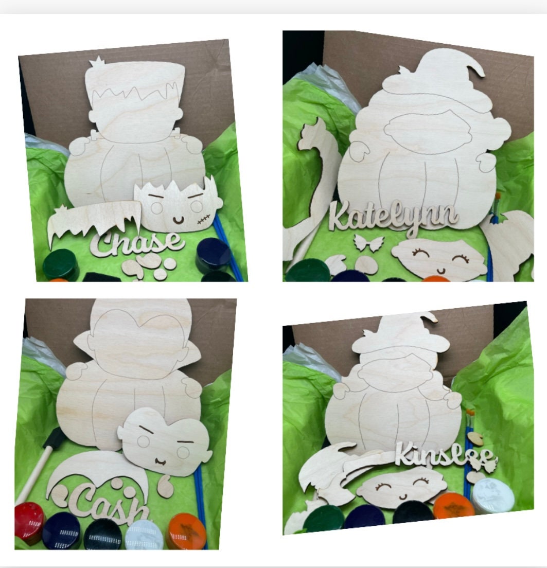 Personalized DIY Halloween Paint Kit, Halloween Kit for Kids, Craft kits for Homeschool/After-school, Weekend Activities, Birthday Party Kit