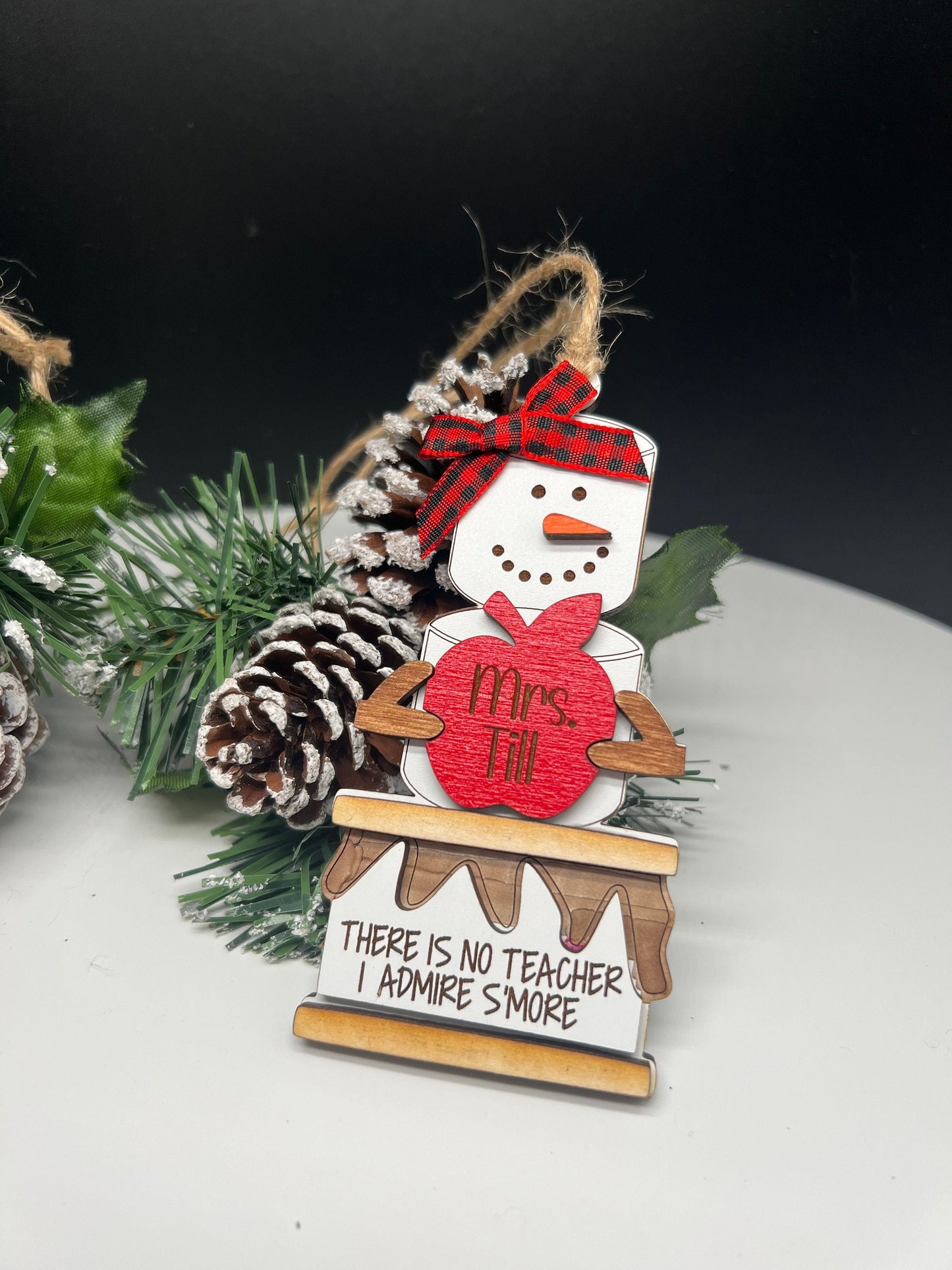 S'more Teacher Ornament, Personalized Teacher Ornament, Teacher Appreciation, Custom Christmas Teacher Gift, Apple Gift, Teacher Ornament