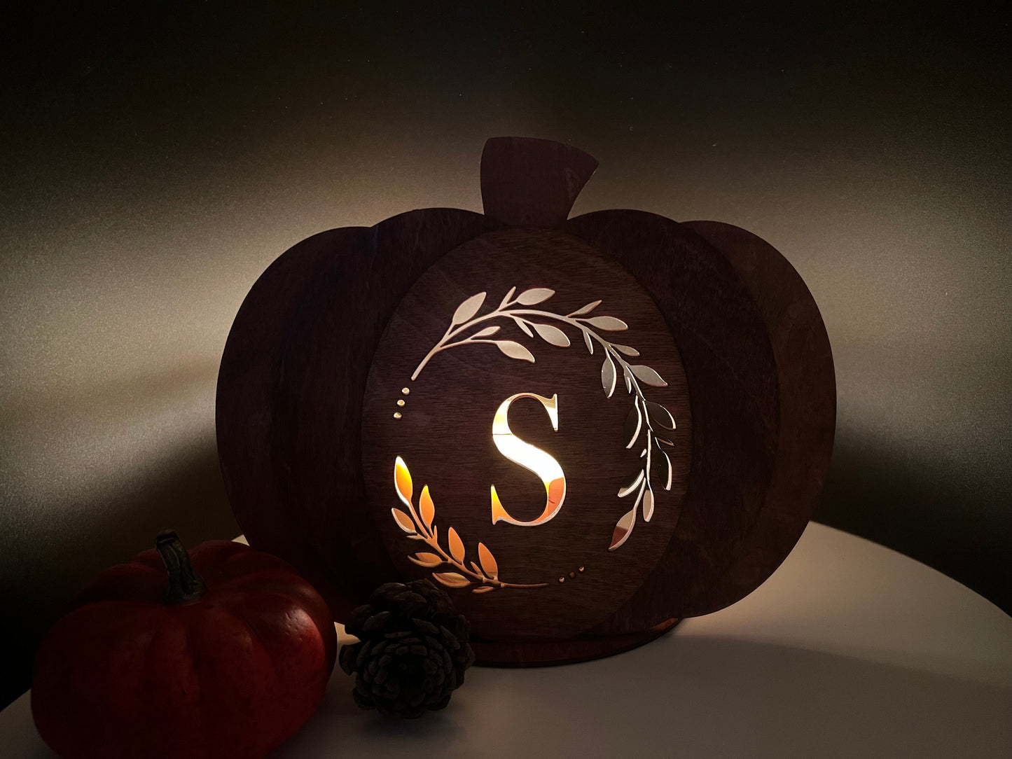 Pumpkin Initial Candle Holder, Fall/Autumn Decor, Monogram Pumpkin Gift, Home Decor, Light up Candle Holder, Halloween Decor, Pumpkin Decor