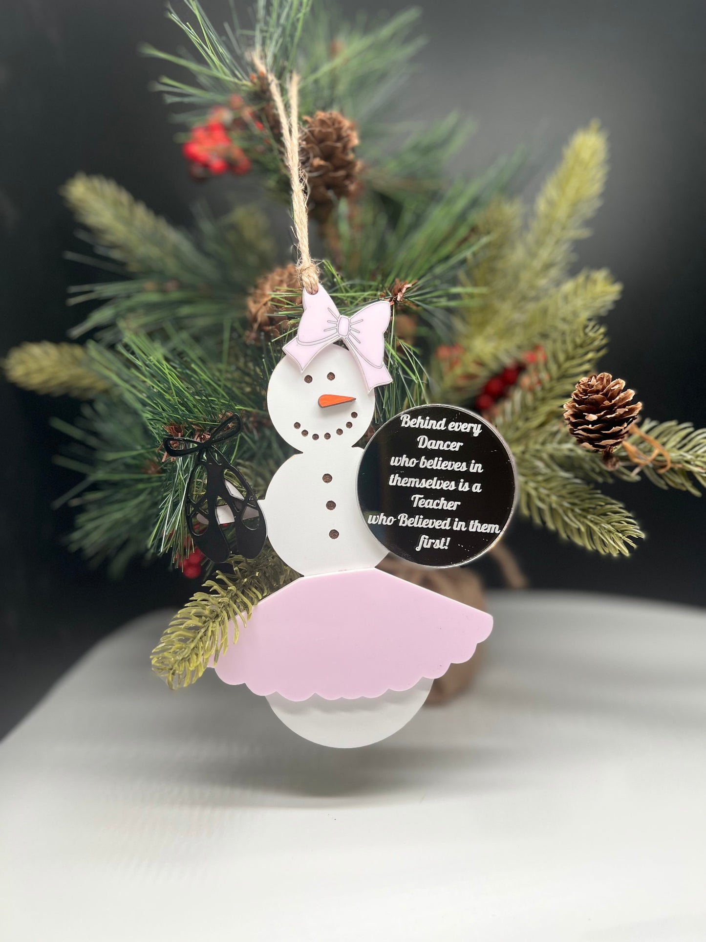 Ballet/Dancer Teacher Snowman Ornament, Teacher Ornament, Christmas Ornament, Gift for Her, Gift for Teacher, Personalized Ballet Teacher