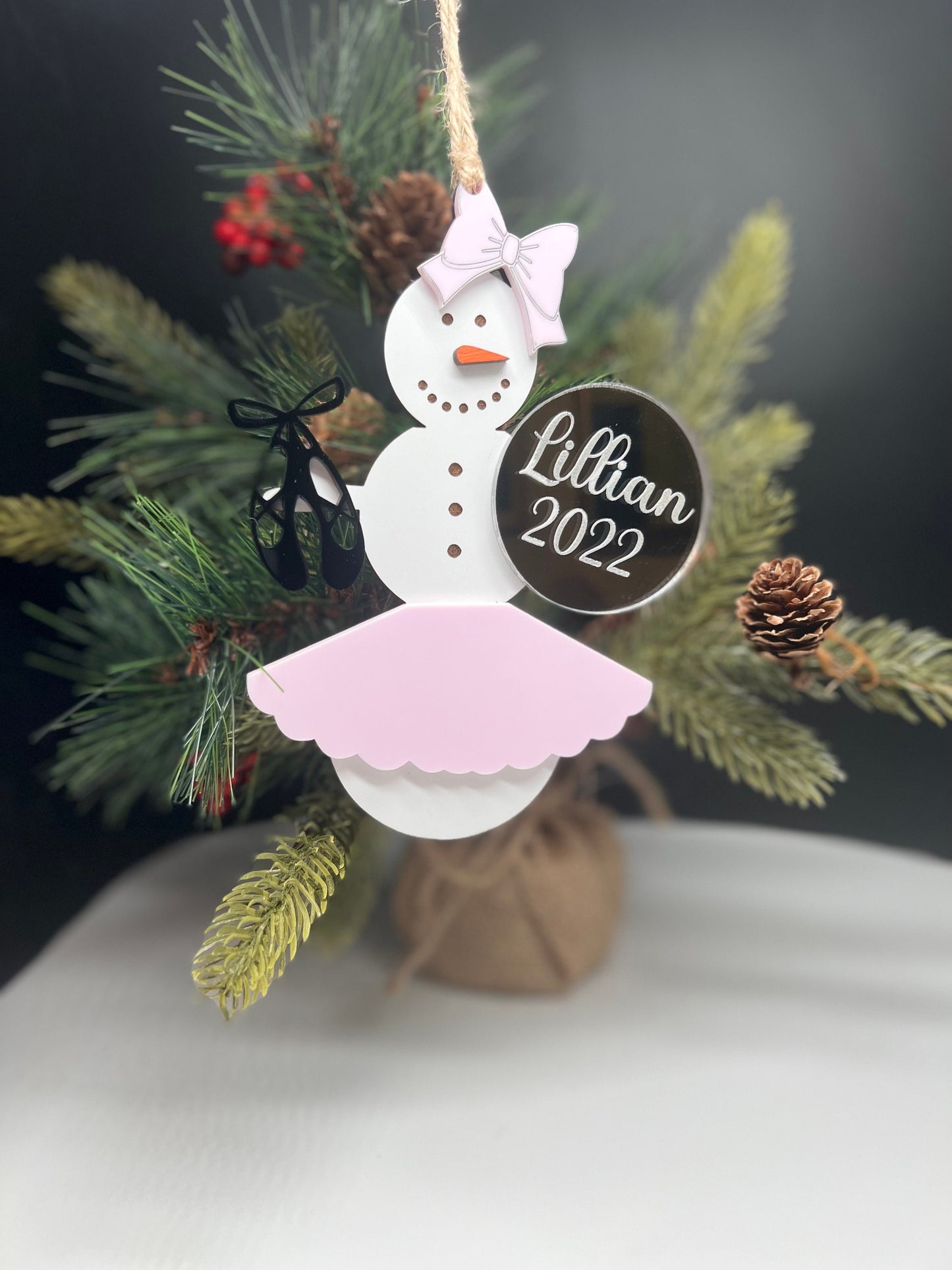 Personalized Dance/Ballet Snowman Ornament, Gift for her/teacher/daughter, Custom Ornament, Personalized Christmas Ornament,Snowman Ornament