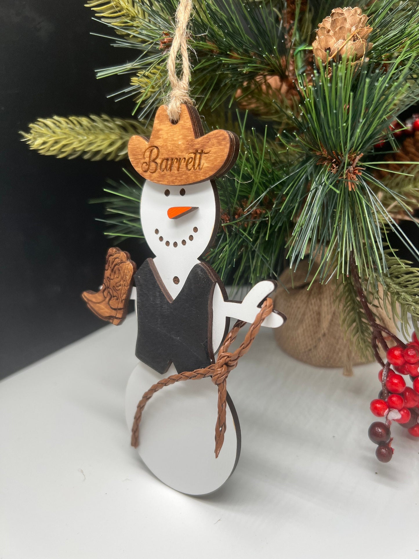 Personalized Cowboy/Cowgirl Snowman Ornament, Cowboy Ornament, Cowgirl Ornament, Snowman Ornament, Gift for Him, Gift for Her, Gift for Kids