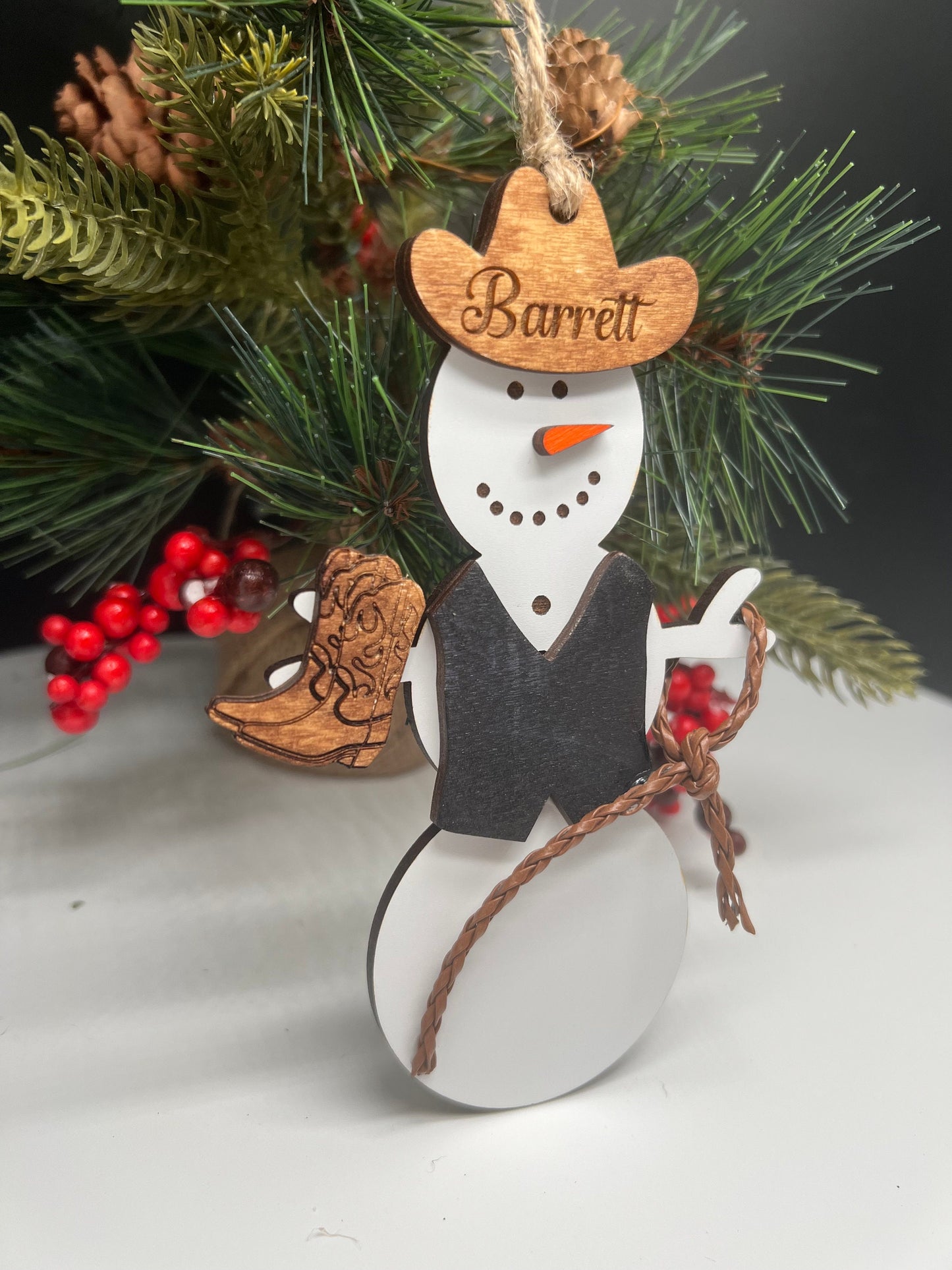 Personalized Cowboy/Cowgirl Snowman Ornament, Cowboy Ornament, Cowgirl Ornament, Snowman Ornament, Gift for Him, Gift for Her, Gift for Kids