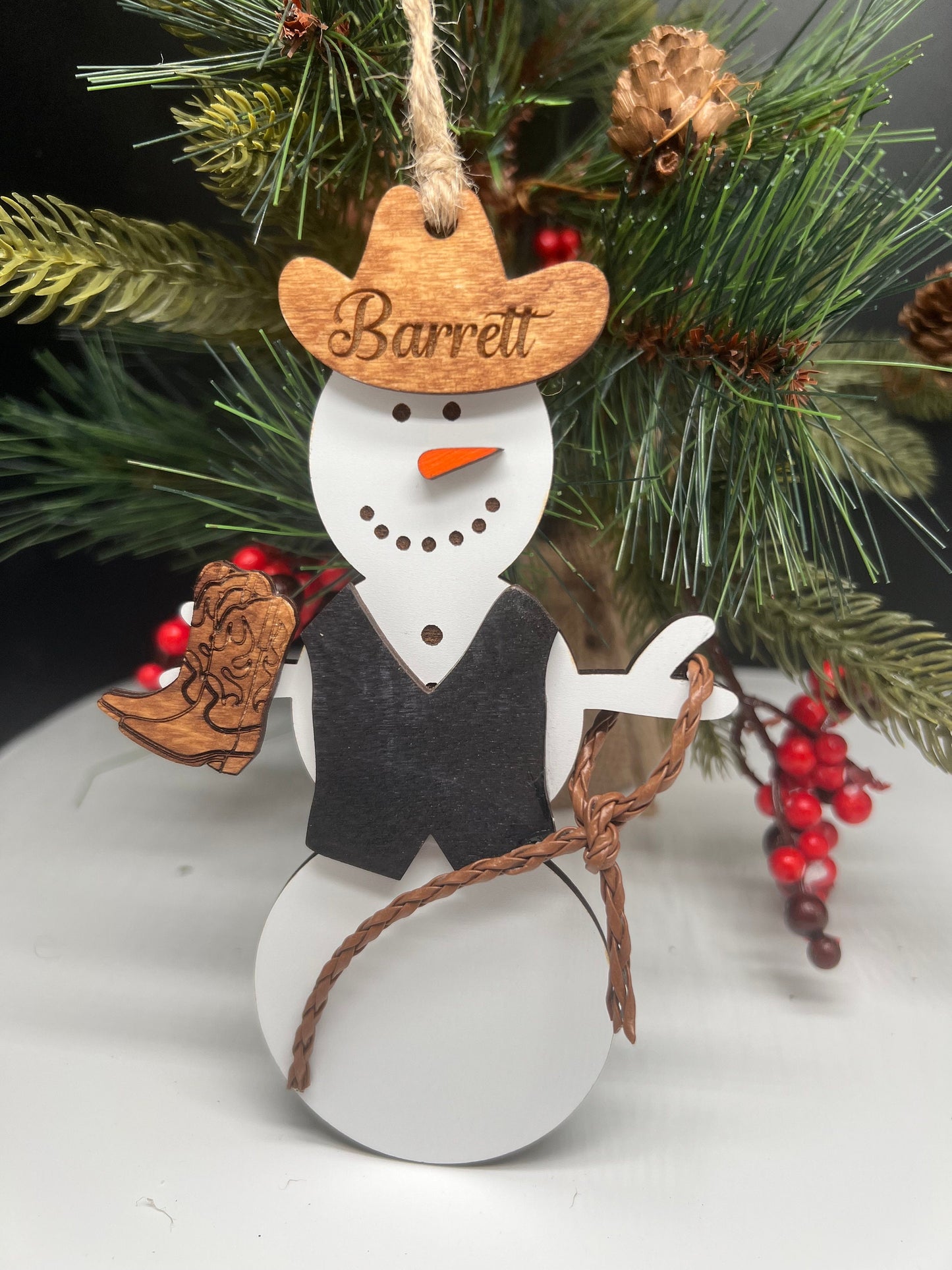 Personalized Cowboy/Cowgirl Snowman Ornament, Cowboy Ornament, Cowgirl Ornament, Snowman Ornament, Gift for Him, Gift for Her, Gift for Kids