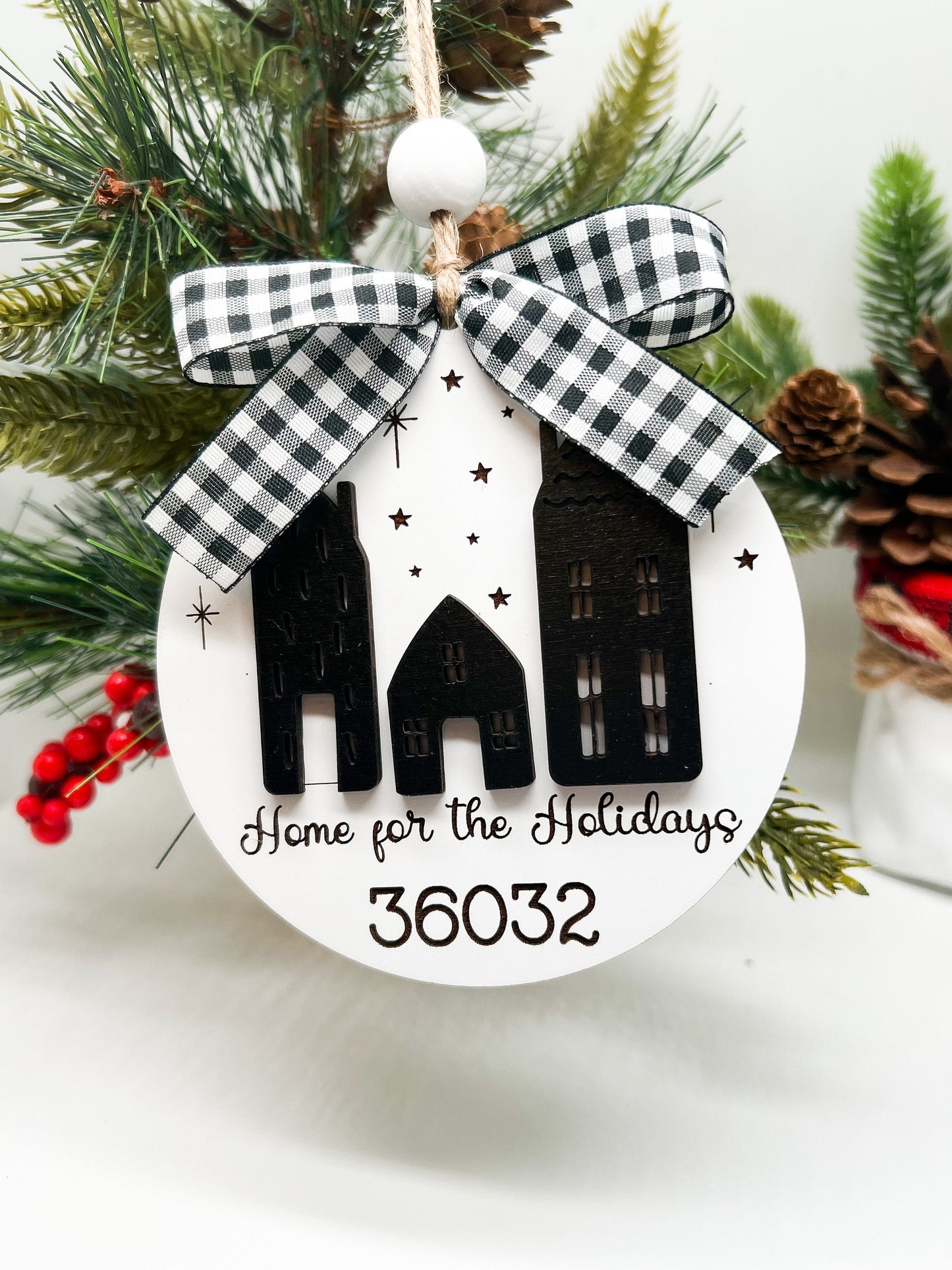 Zip Code Ornament, Home for the Holidays Gift, New Home Gift, Newlywed Gifts, Personalized Custom Zip Code Christmas Ornament Tree Decor