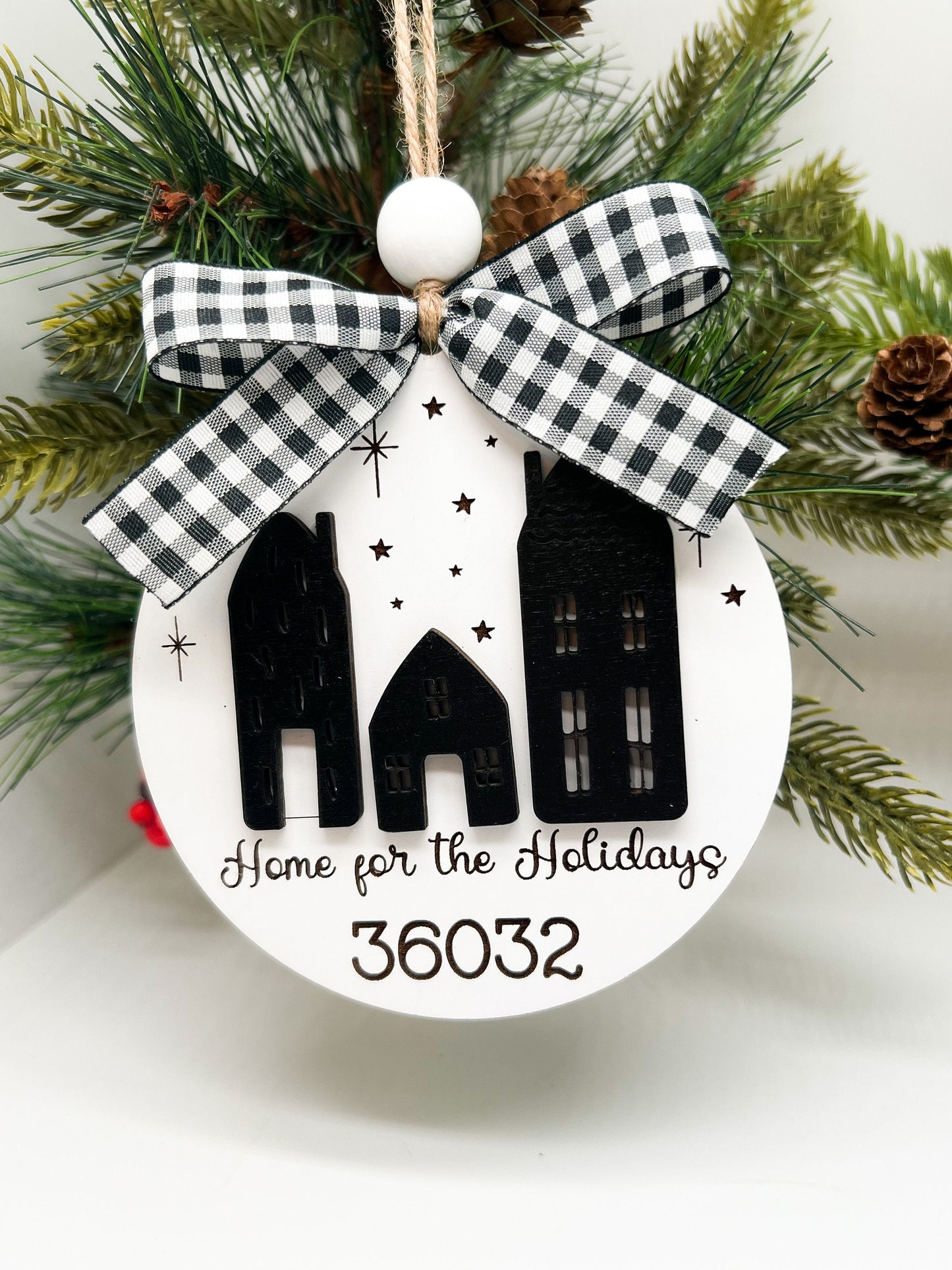 Zip Code Ornament, Home for the Holidays Gift, New Home Gift, Newlywed Gifts, Personalized Custom Zip Code Christmas Ornament Tree Decor