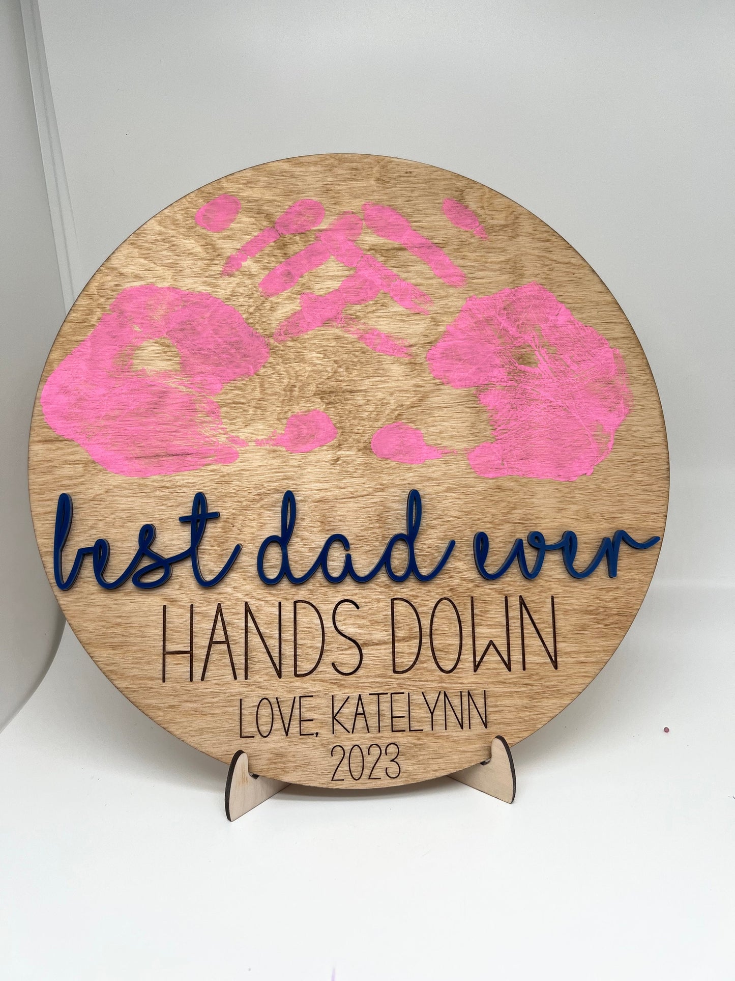 Hands Down Handprint Sign for Dad, Father's Day Gift for Dad, Personalized Handprint Gift for Dad/Grandpa/New Dad, Custom Handprint Sign