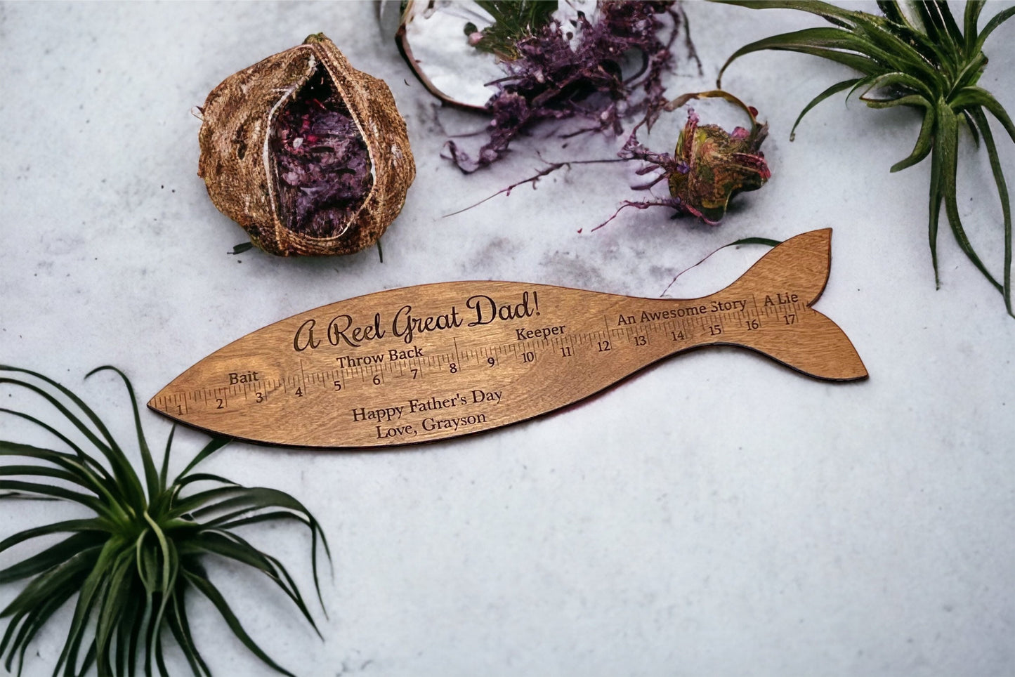 Personalized Fish Ruler, Father's Day, Fish Ruler Sign, Gift for Dad, Fishing Sign, Wooden Fish Ruler, Fish Measurement Sign for him