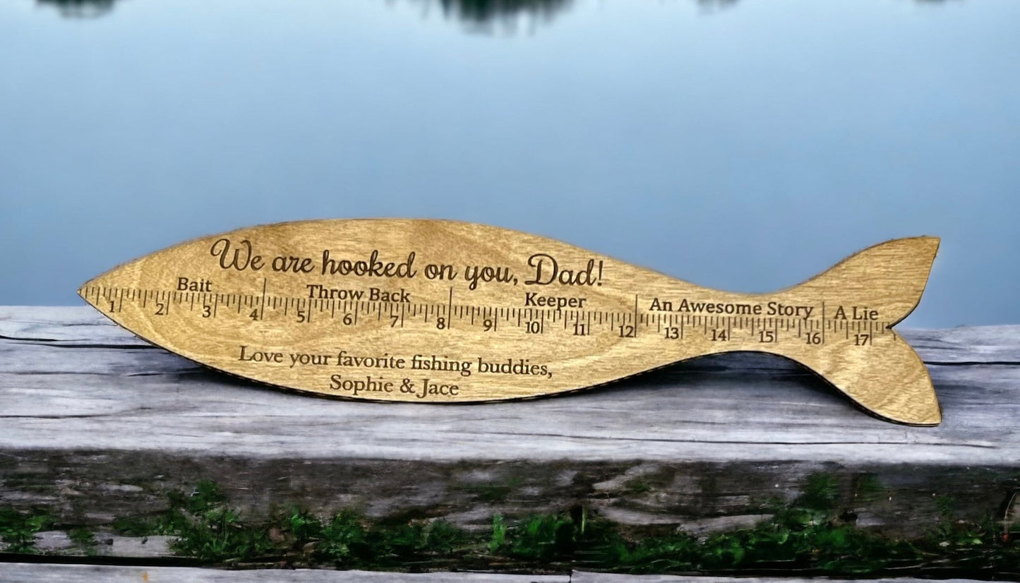 Personalized Fish Ruler, Father's Day, Fish Ruler Sign, Gift for Dad, Fishing Sign, Wooden Fish Ruler, Fish Measurement Sign for him