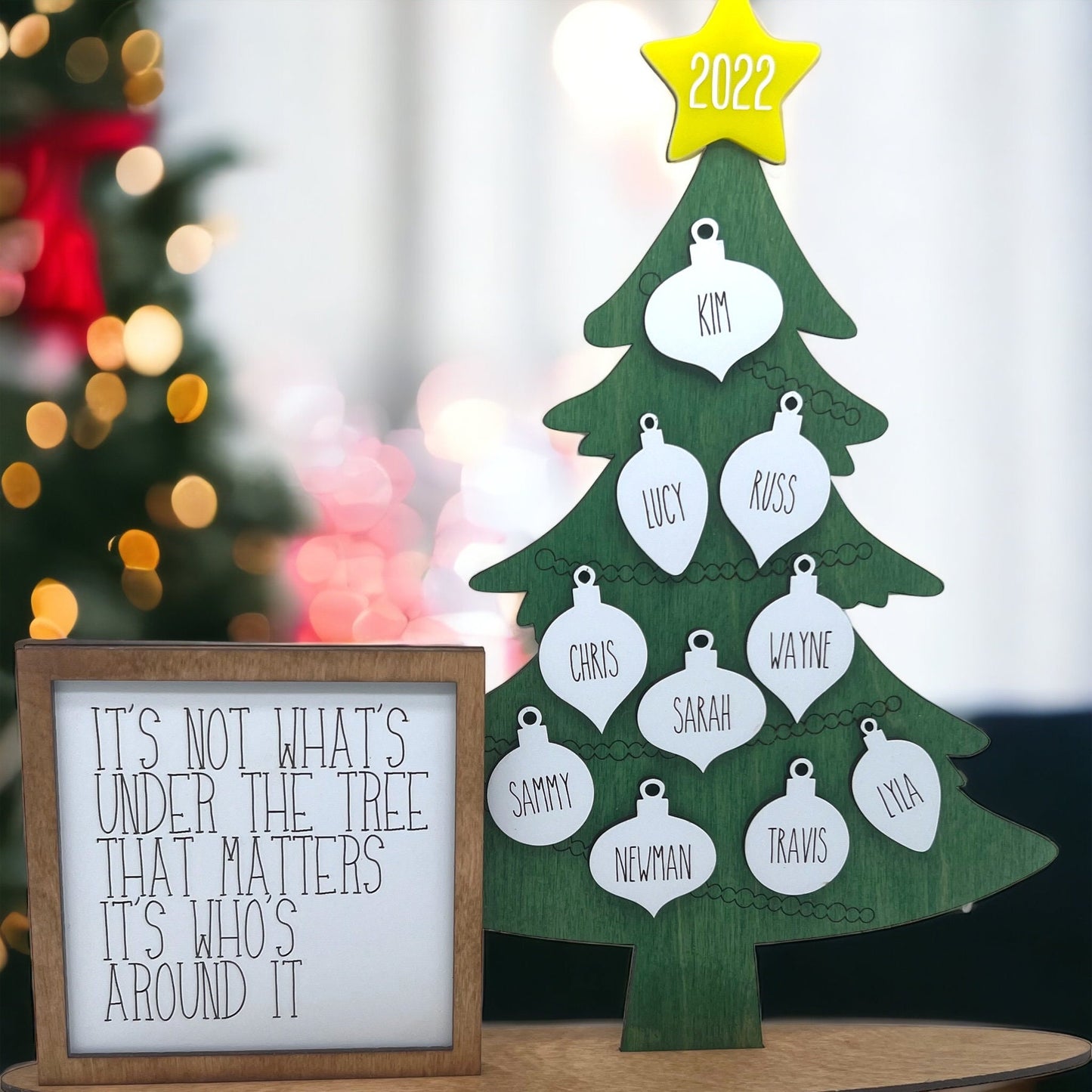 Personalized Standing Christmas Family Tree, Gift for Her, Christmas Home Decor, Holiday Decor, Holiday Gift Ideas, Personalized Decoration