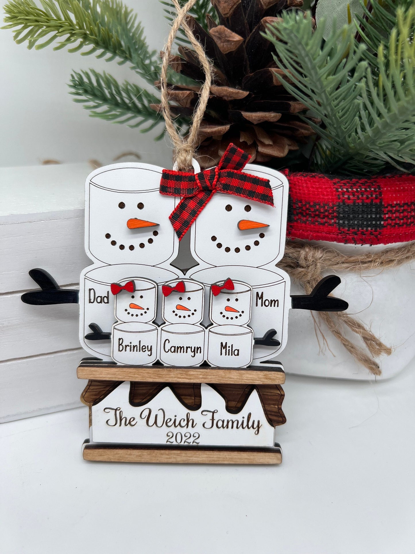 Personalized S'more Family Ornament, Personalized Christmas Ornament, Custom Family Ornament, First Christmas Ornament, Christmas Tree Decor