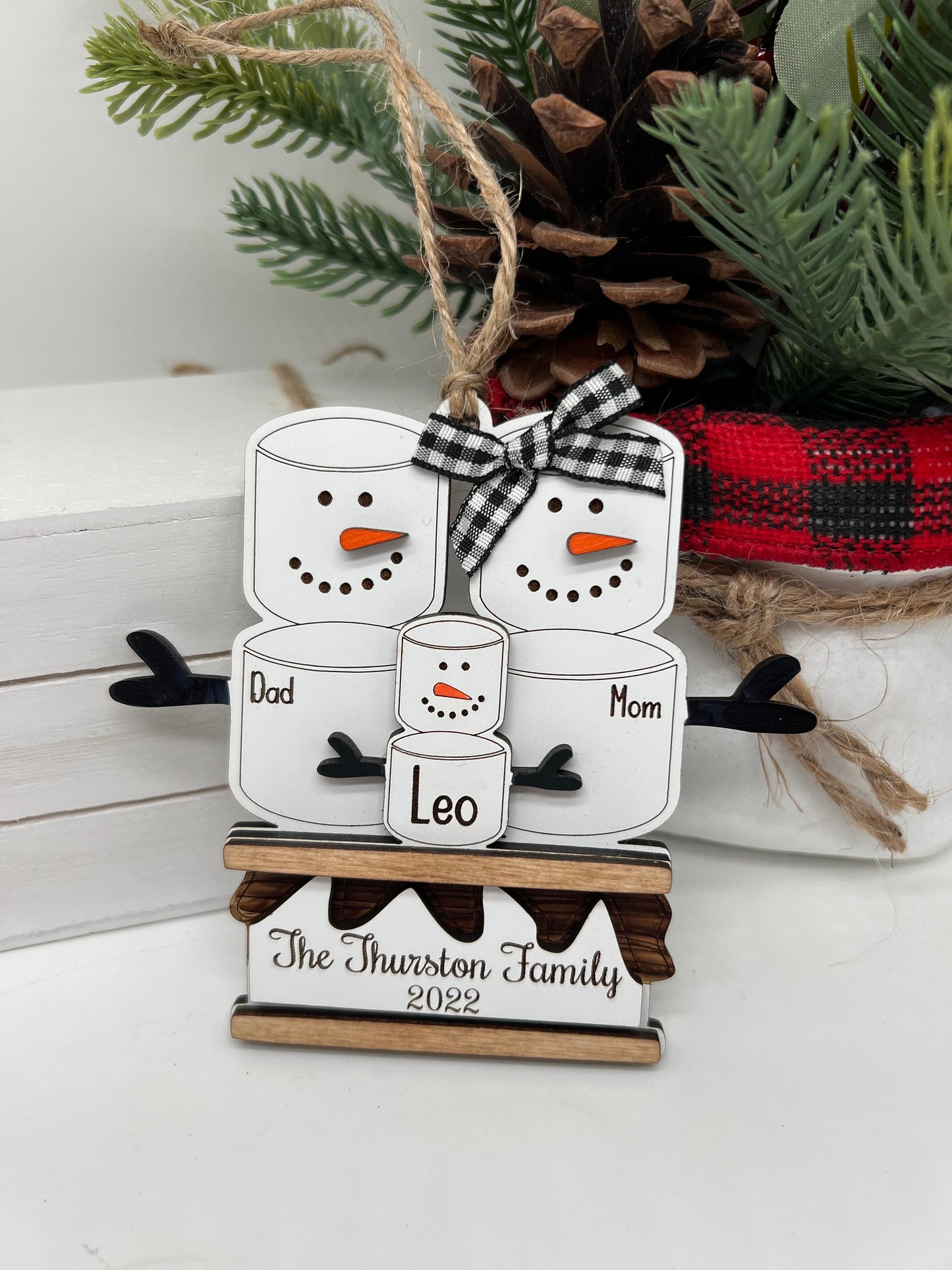 Personalized S'more Family Ornament, Personalized Christmas Ornament, Custom Family Ornament, First Christmas Ornament, Christmas Tree Decor