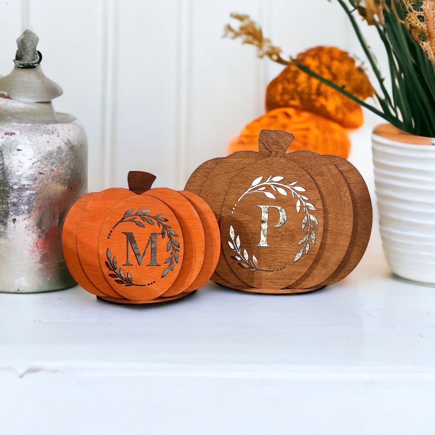 Pumpkin Initial Candle Holder, Fall/Autumn Decor, Monogram Pumpkin Gift, Home Decor, Light up Candle Holder, Halloween Decor, Pumpkin Decor