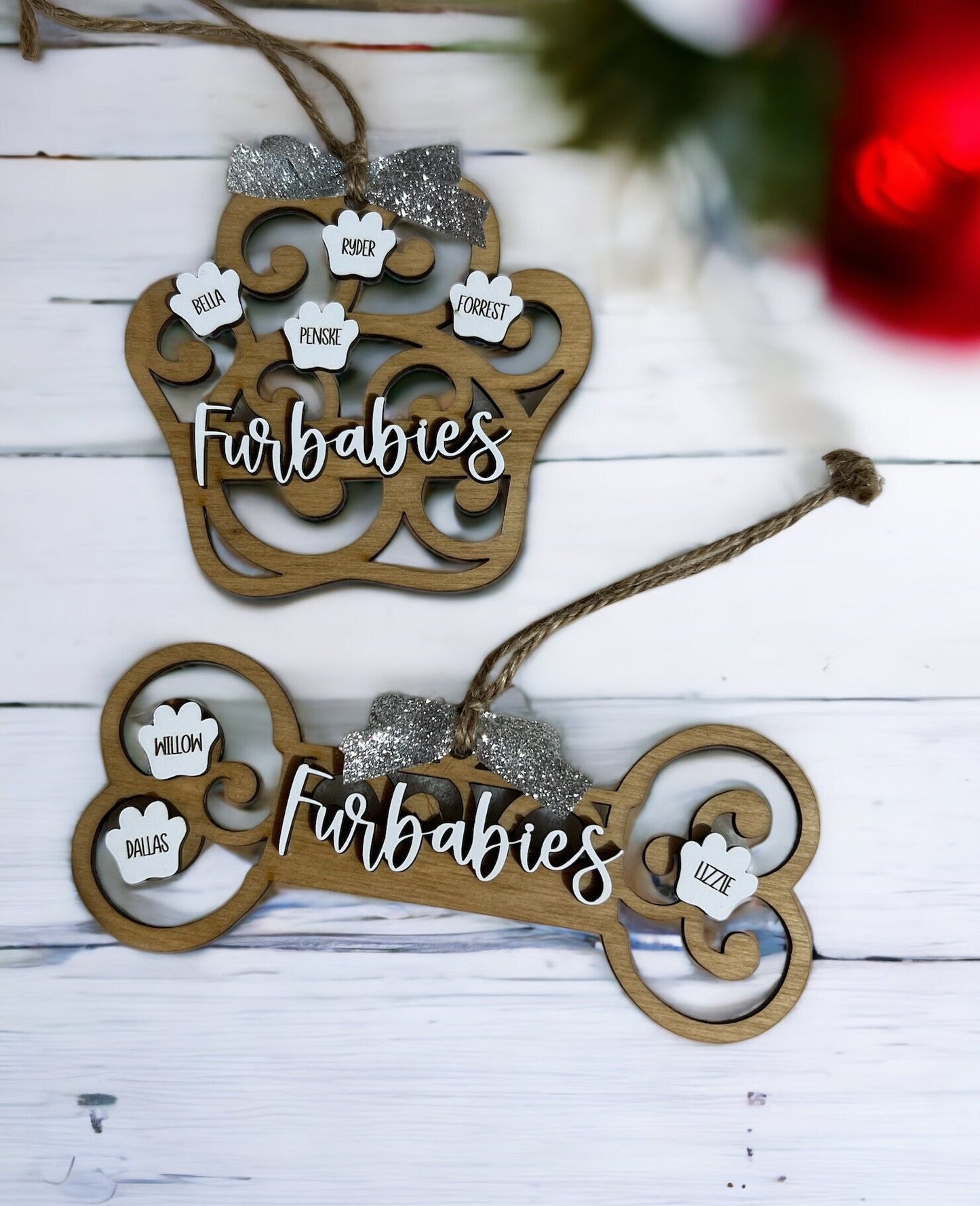 Personalized Pet Christmas Ornaments, Dog Bone Ornament, Paw Print Ornament, Gift for Friend/Her/Him, Animal Lover Christmas Gift Ideas