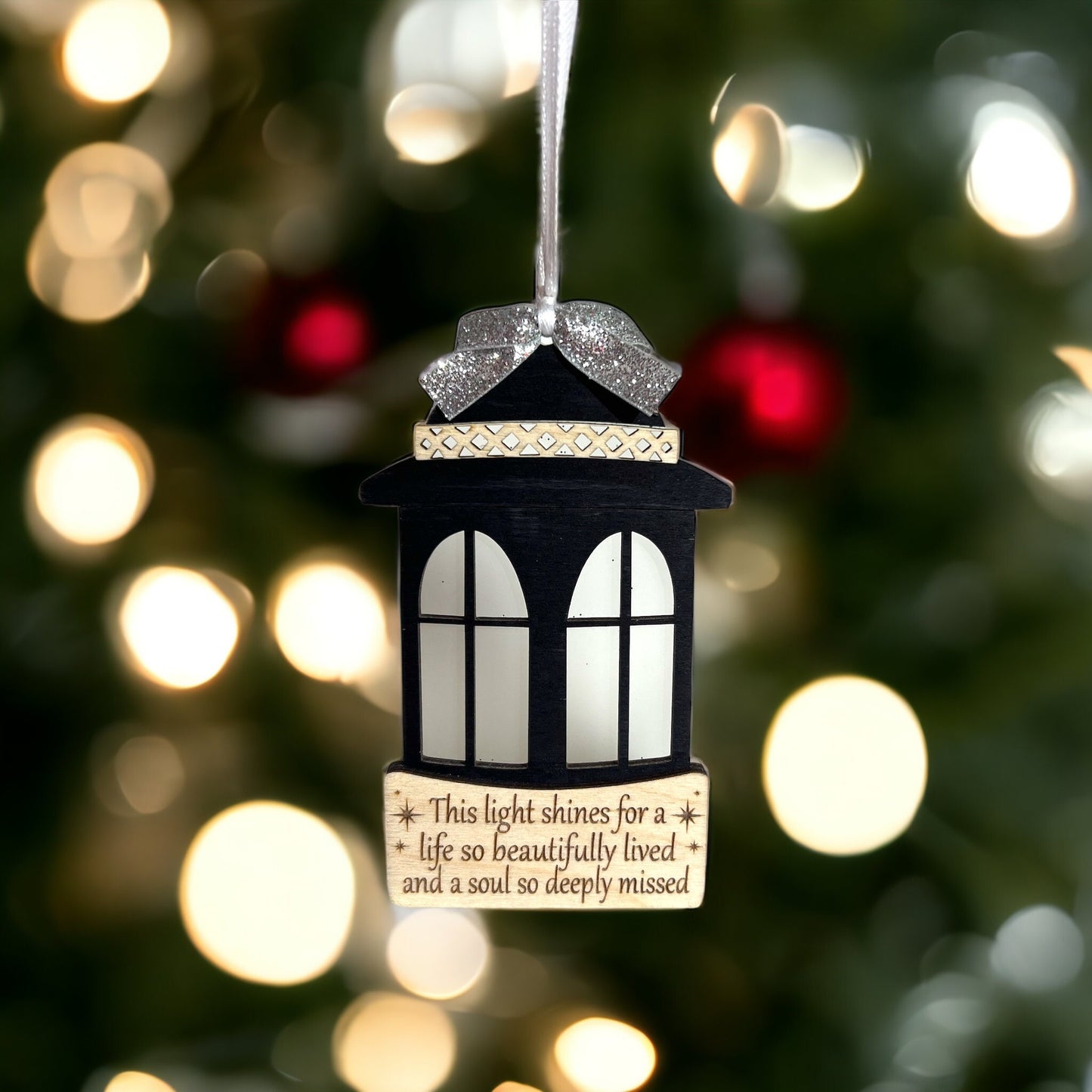 The Light Remains Christmas Ornament, Memorial Ornament, In memory ornament for her/him, Lantern Ornament, Keepsake Ornament, Grieving Gift