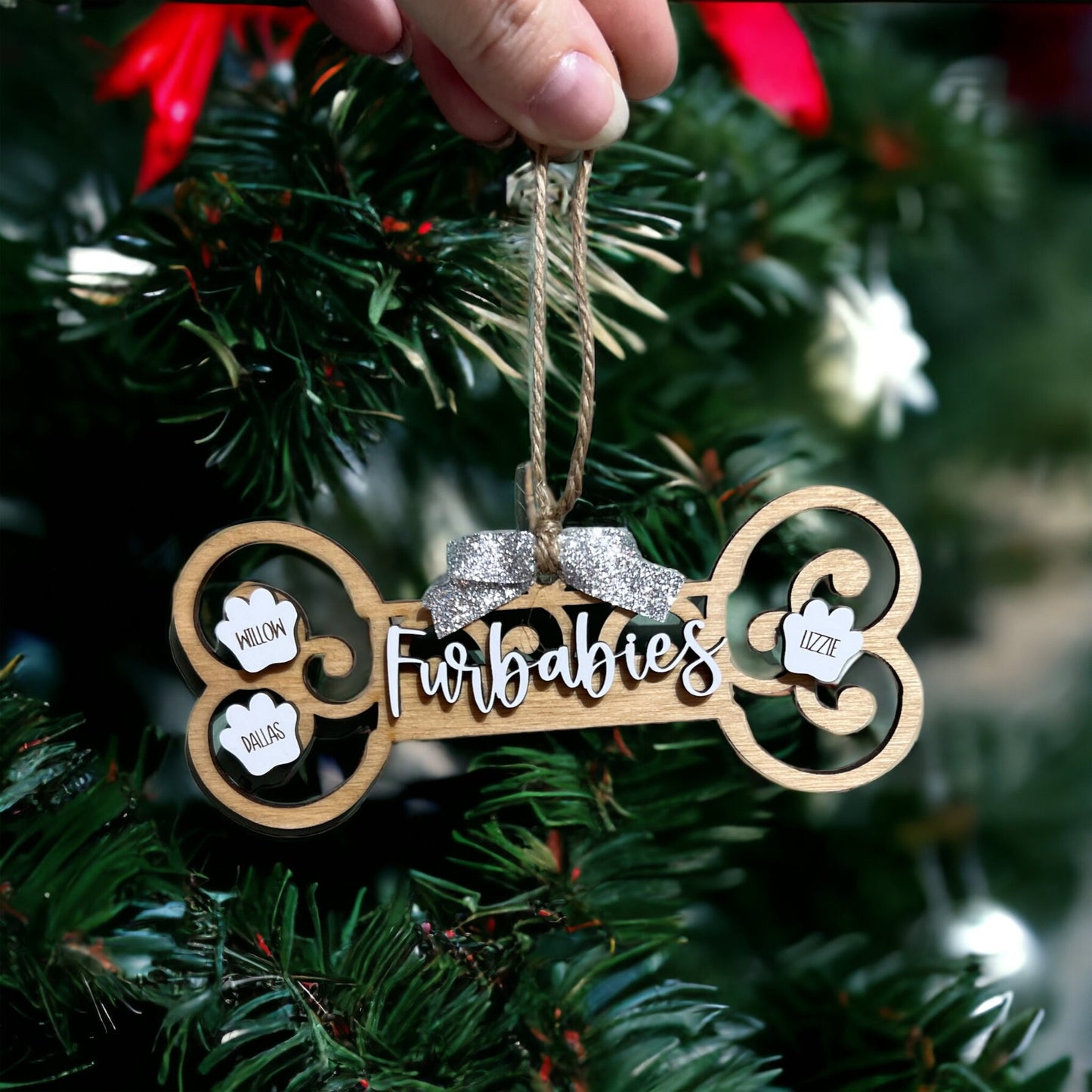 Personalized Pet Christmas Ornaments, Dog Bone Ornament, Paw Print Ornament, Gift for Friend/Her/Him, Animal Lover Christmas Gift Ideas