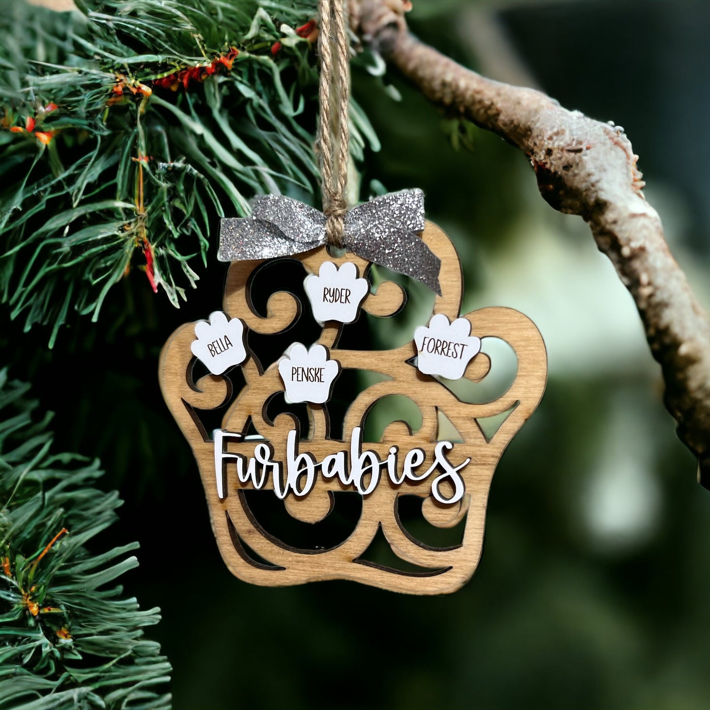 Personalized Pet Christmas Ornaments, Dog Bone Ornament, Paw Print Ornament, Gift for Friend/Her/Him, Animal Lover Christmas Gift Ideas