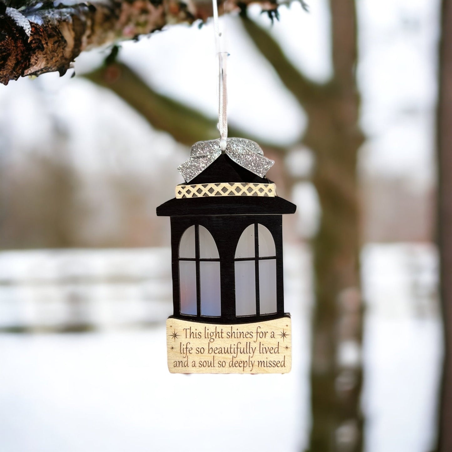 The Light Remains Christmas Ornament, Memorial Ornament, In memory ornament for her/him, Lantern Ornament, Keepsake Ornament, Grieving Gift