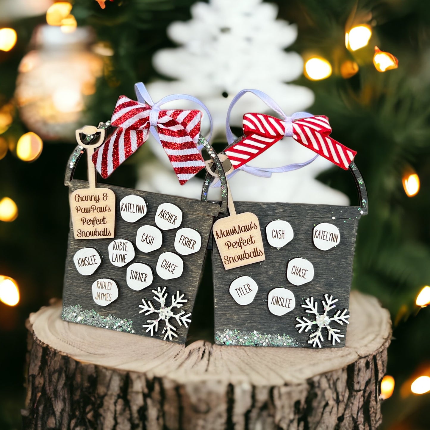 Custom Christmas Family Perfect Snowballs Ornament, Snowflake Ornament, Grandparent Ornament, Sand bucket Ornament, Custom 2023 Ornament
