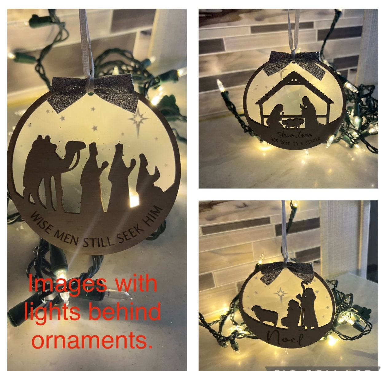 Nativity Ornament Set with Personalized Box, Christmas Ornament Set, Christmas Tree Decor, Custom Christmas Wooden Ornaments, Farmhouse Gift