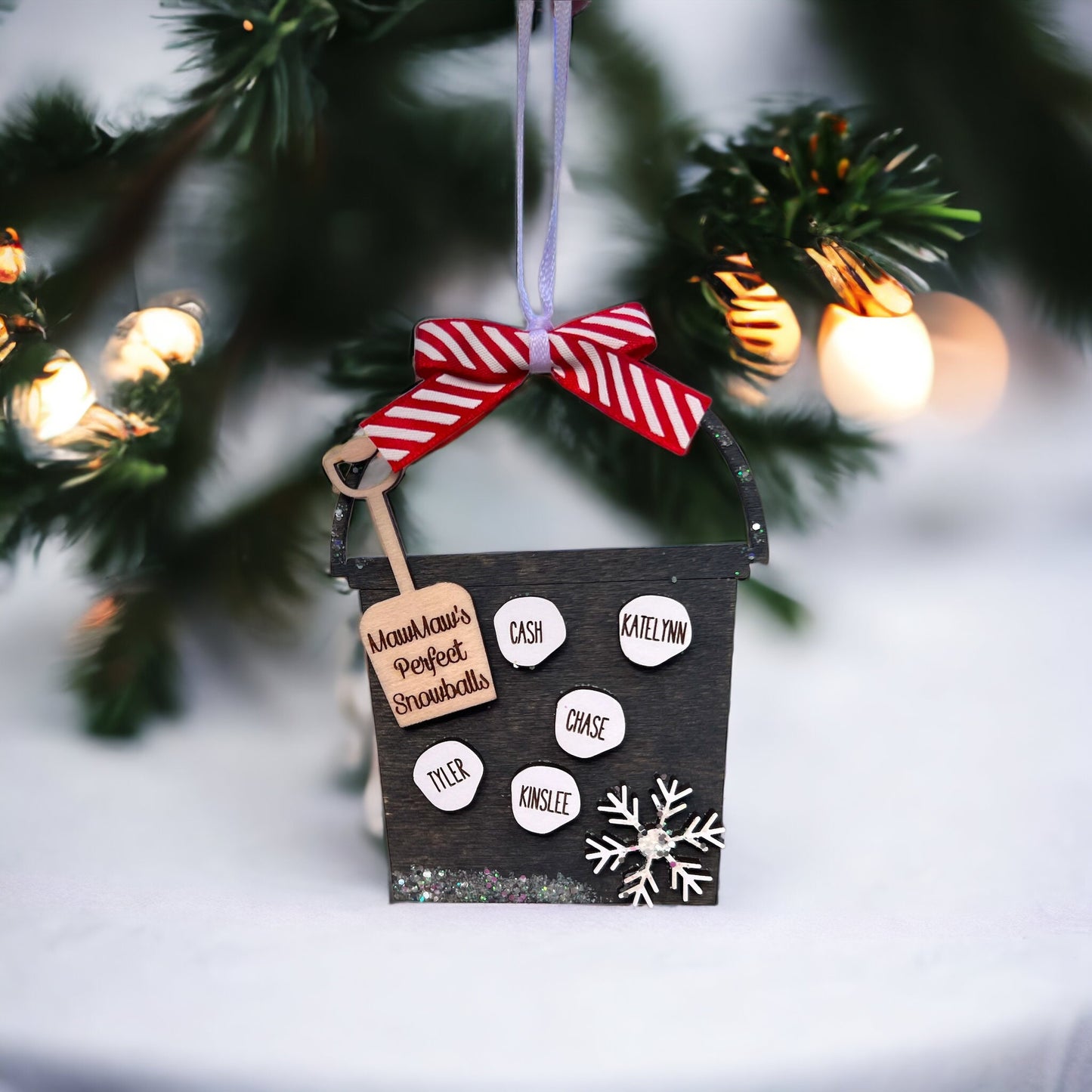 Custom Christmas Family Perfect Snowballs Ornament, Snowflake Ornament, Grandparent Ornament, Sand bucket Ornament, Custom 2023 Ornament