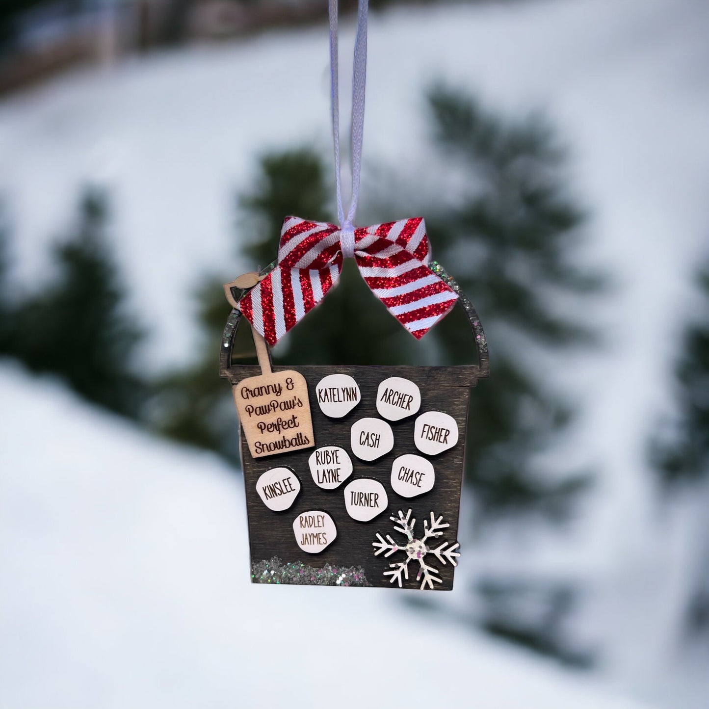 Custom Christmas Family Perfect Snowballs Ornament, Snowflake Ornament, Grandparent Ornament, Sand bucket Ornament, Custom 2023 Ornament