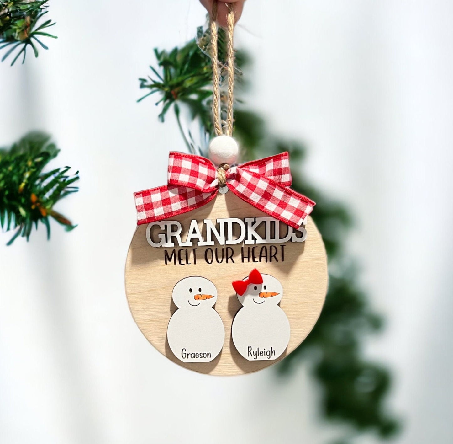Grandkids Melt My/Our Heart Custom Snowman Ornament, Grandkids Ornament, Gift for Grandparents,Christmas Ornament, Grandparent keepsake 2024