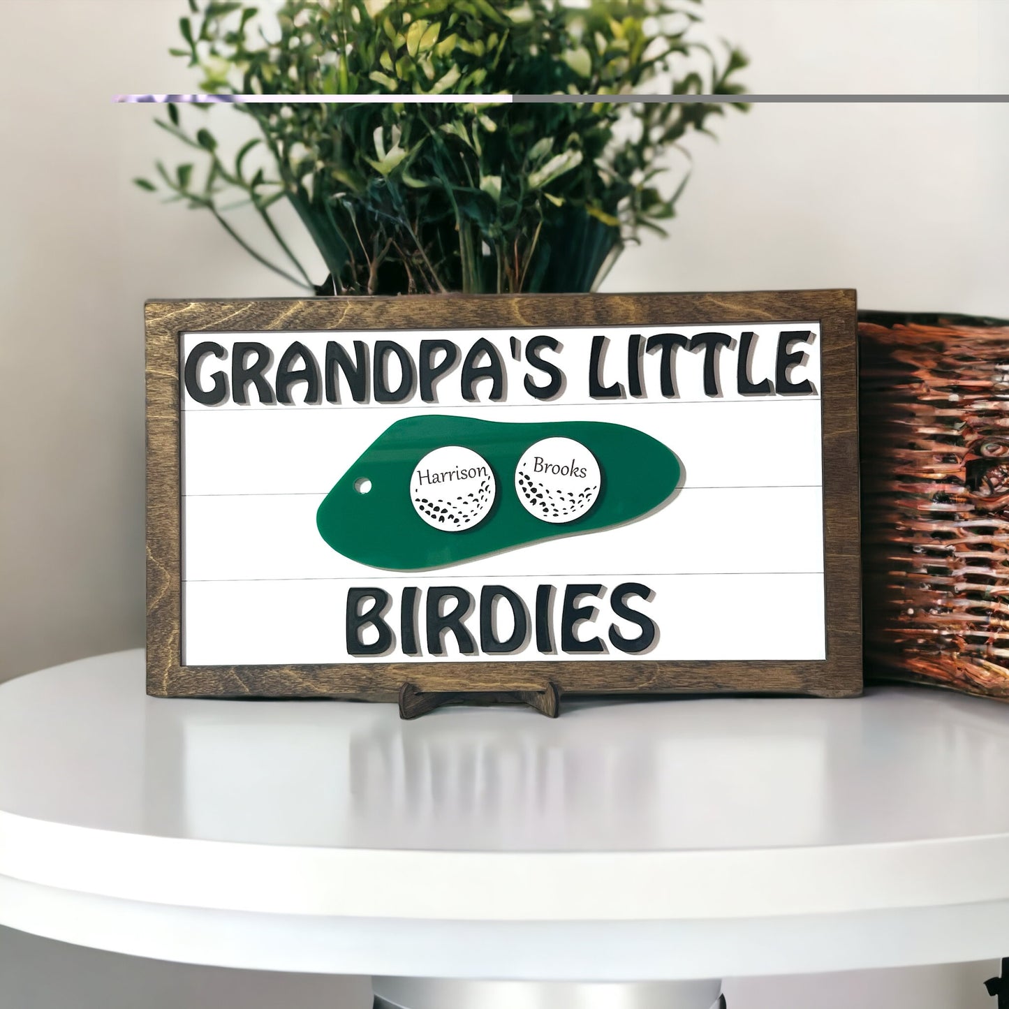 Custom Golf Ball Frame, Father's Day 2025, Gift for Him, Grandparent Gift, Little Birdie Sign, Wood Golf Sign, Personalized Gift for Dad