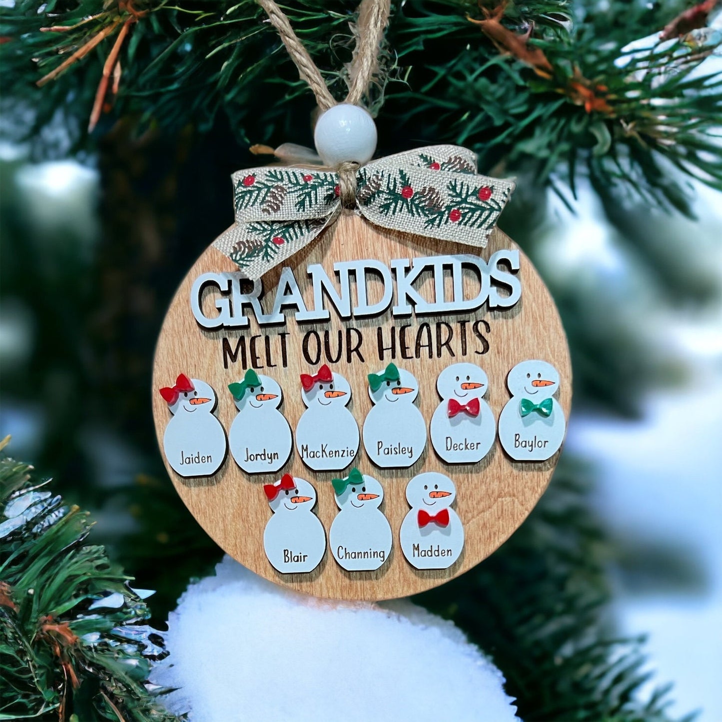 Grandkids Melt My/Our Heart Custom Snowman Ornament, Grandkids Ornament, Gift for Grandparents,Christmas Ornament, Grandparent keepsake 2024