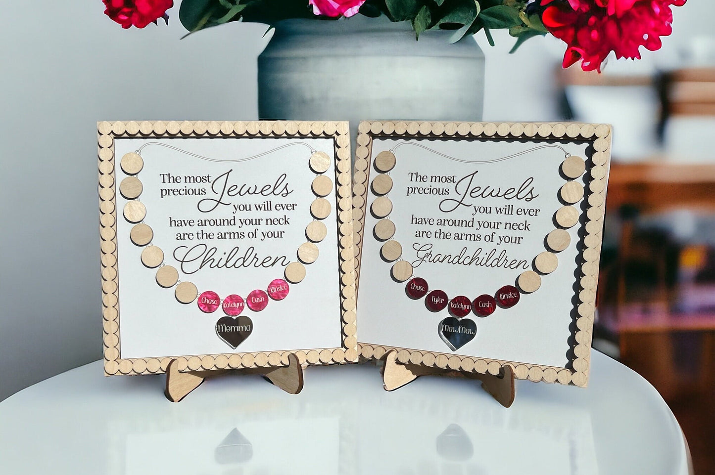 Personalized Mother's Day Sign, Gift for Mom, Gift for Her, Mother's Day, Mom Sign, Necklace Sign, Unique Gift, Grandparent's Gift, Necklace