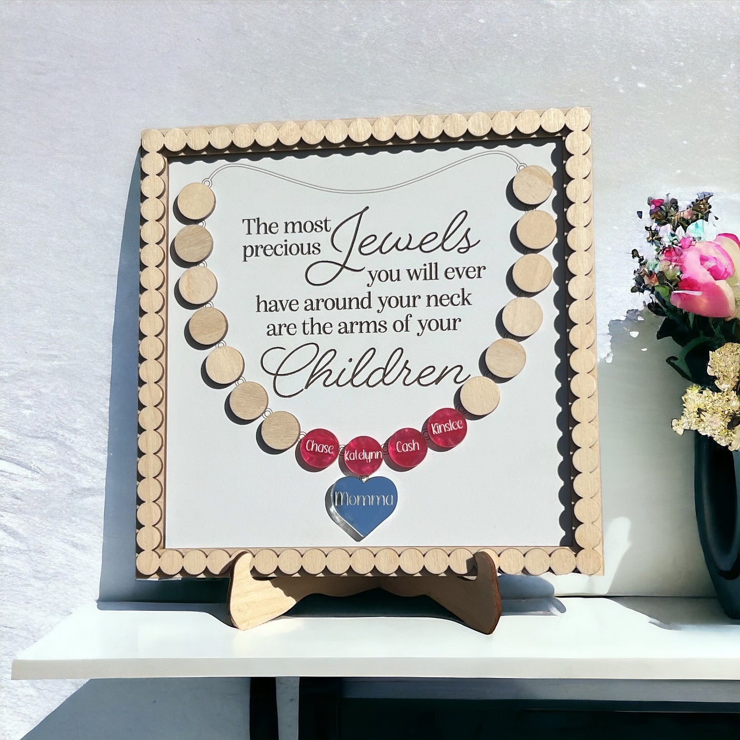 Personalized Mother's Day Sign, Gift for Mom, Gift for Her, Mother's Day, Mom Sign, Necklace Sign, Unique Gift, Grandparent's Gift, Necklace
