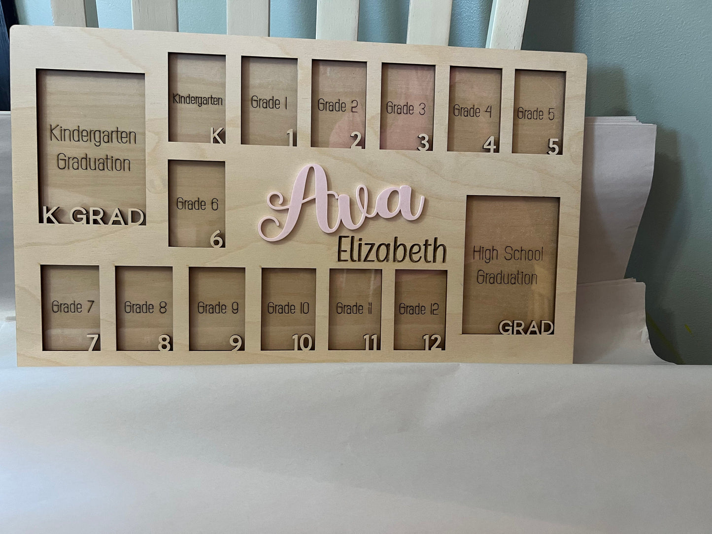 Personalized School Photo Frame, Kindergarten-Graduation Photo Frame, School Memory Photo Keepsake, Pre-k to graduation frame, School Gift