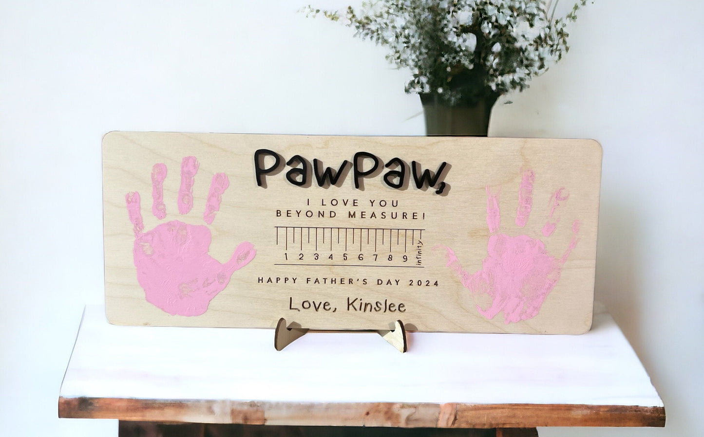 Personalized Beyond Measure Handprint Sign, Father's Day 2025 ,Grandparents, Gift for Him, Gift for Dad, 1st Father's Day,Handmade wood Sign