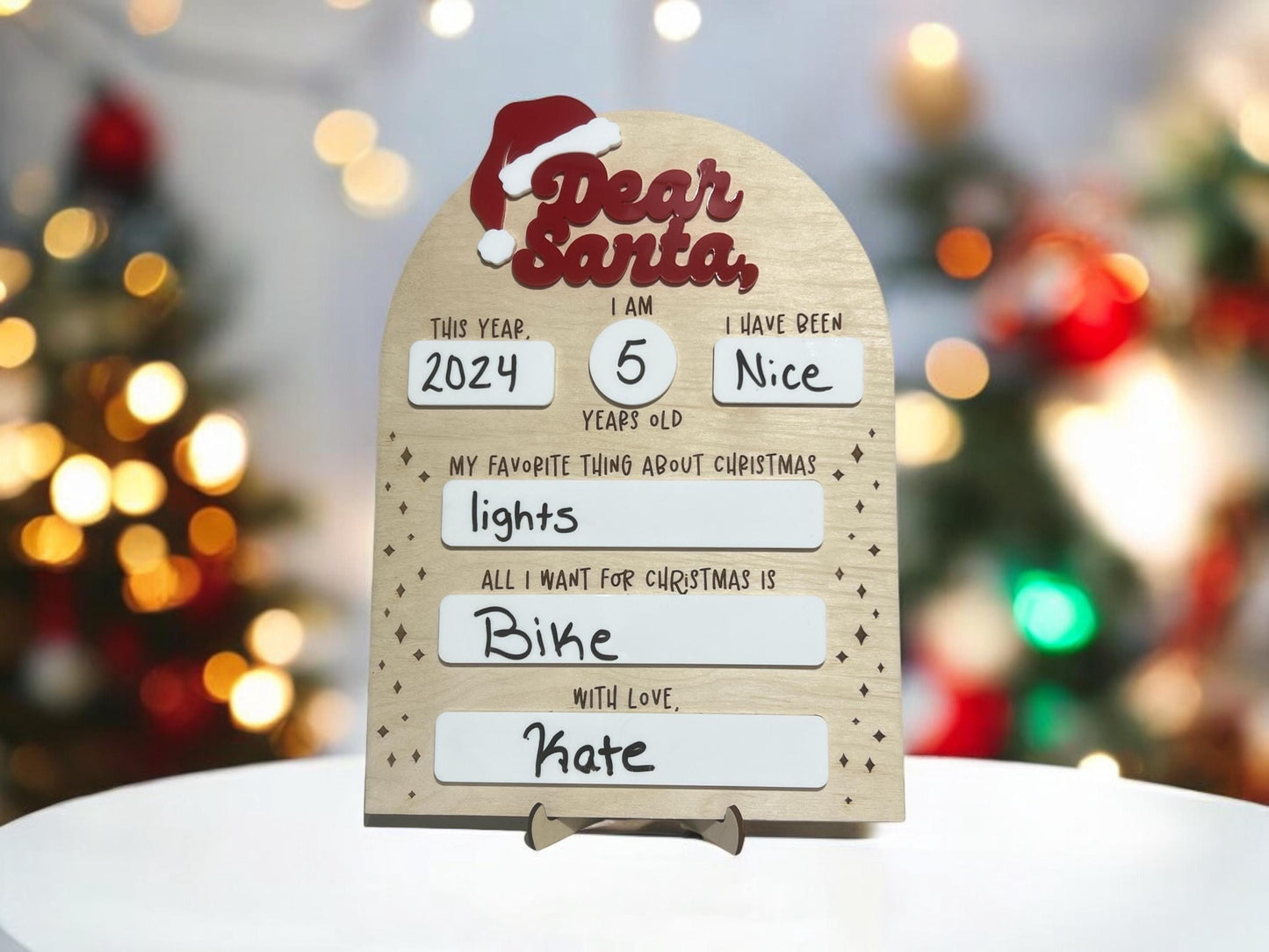 Dear Santa Board Sign, Picture Prop, Christmas Eve/List Board, Letter to Santa, Custom Christmas Eve Santa Sign, Kids Christmas Letter