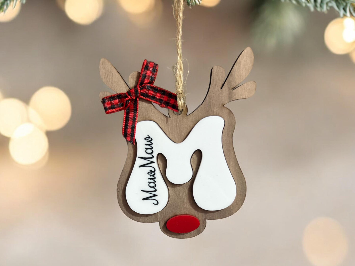 Personalized Reindeer Letter Ornament, Santa Reindeer, Monogram Name Christmas Ornament, Family ornament, Christmas Tree Decor, Stocking Tag