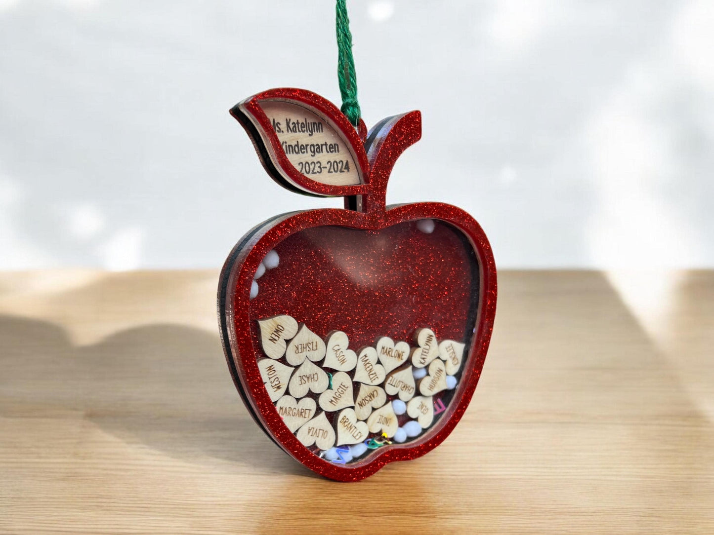 Personalized Teacher Shaker Apple, Back to school, Gift from Student, Christmas Ornament, End of school gift, Gift for Teacher, Class Gift