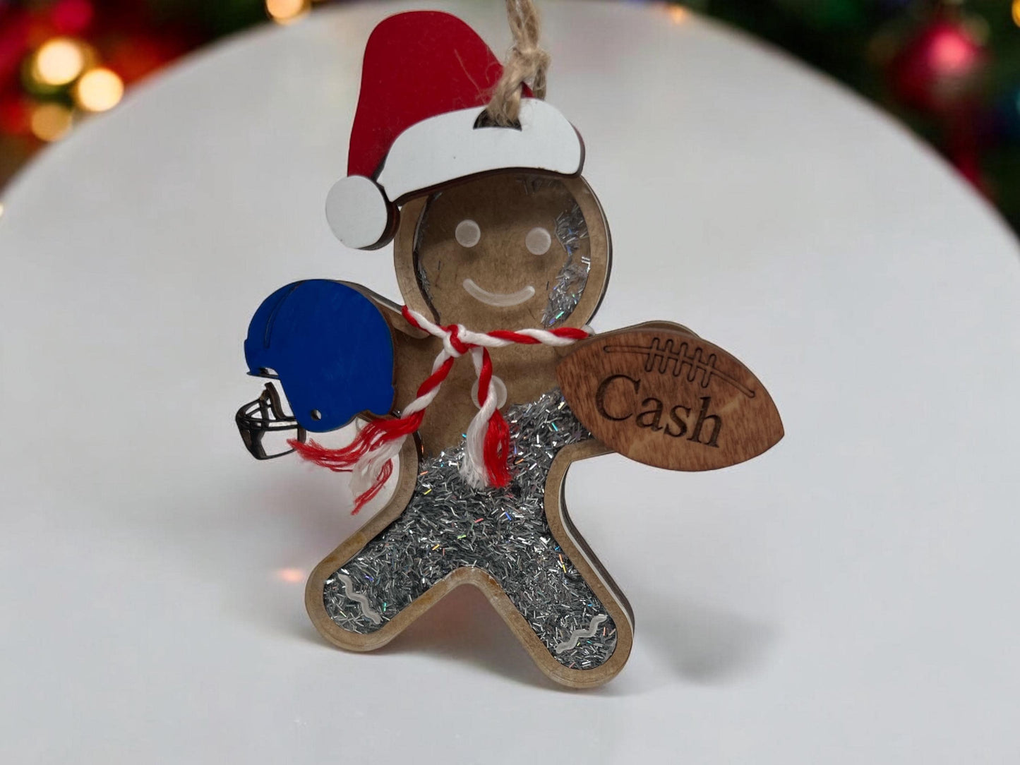 Personalized Football Gingerbread Man Ornament, Sports Christmas Ornament Tree Decor, Gift for Son/Daughter/Coach, Football Ornament/Gift
