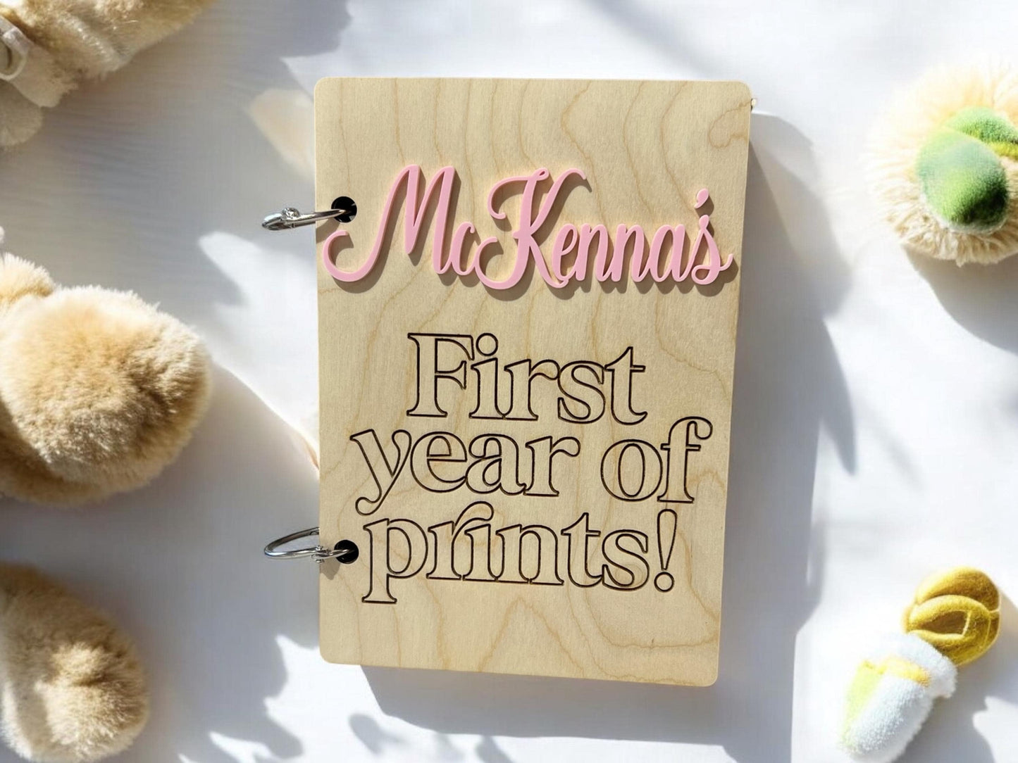 Personalized Year of Handprint/Footprint/Fingerprints Book, Baby Shower Gift, Baby Book, First Christmas Gift, Memory/Keepsake Book, New Mom