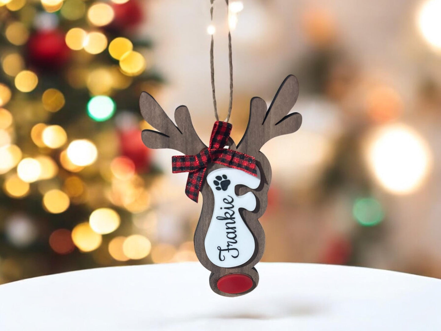 Personalized Reindeer Letter Ornament, Santa Reindeer, Monogram Name Christmas Ornament, Family ornament, Christmas Tree Decor, Stocking Tag