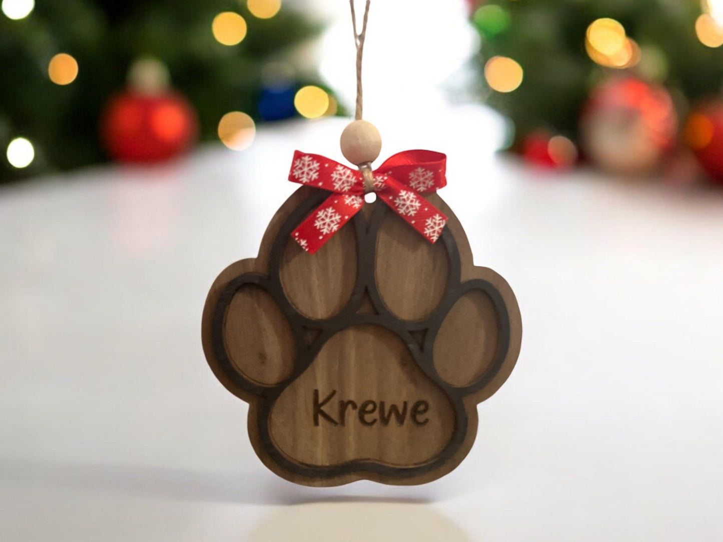 Personalized Paw Print Ornament, Pet Name Ornament, Dog Ornament, Engraved Paw Ornament, Pet Keepsake, Custom Pet Lover Gift,Christmas Decor